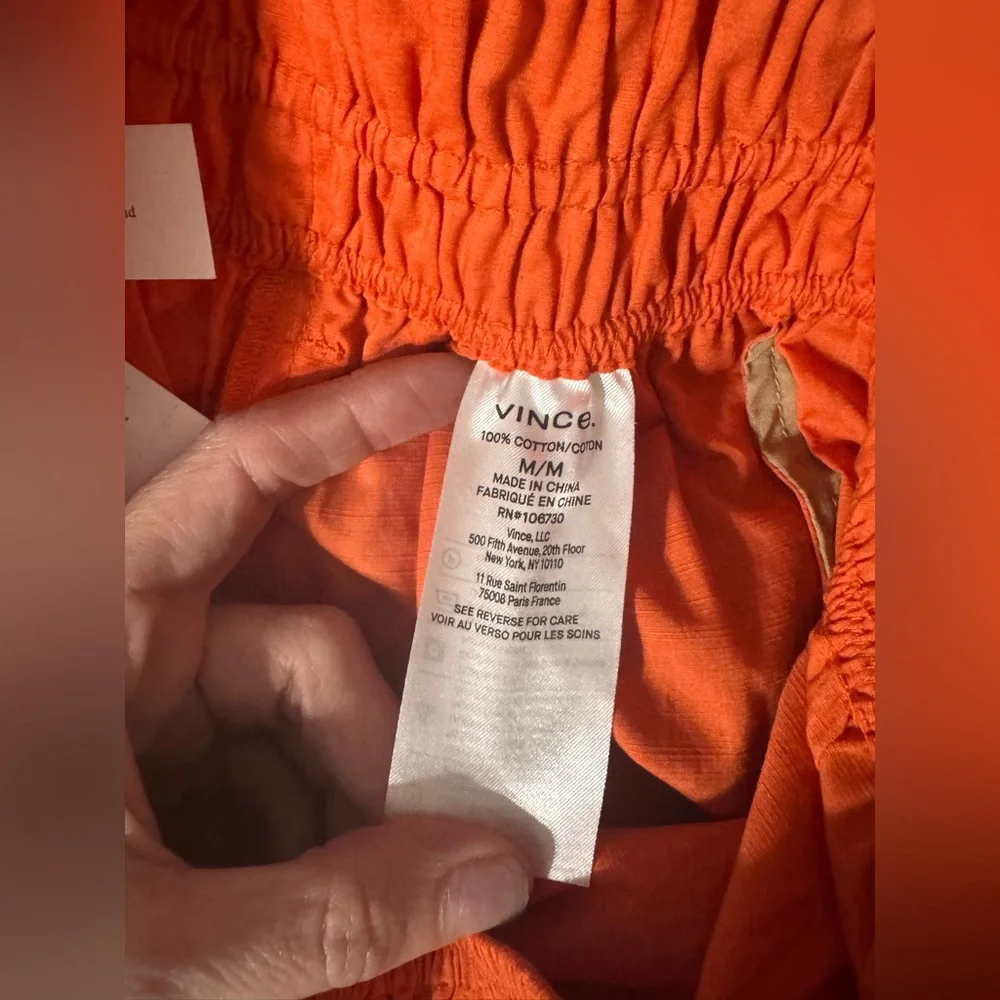 VINCE Burnt Orchid Smocked Waist Cotton Culottes - Picture 7 of 7